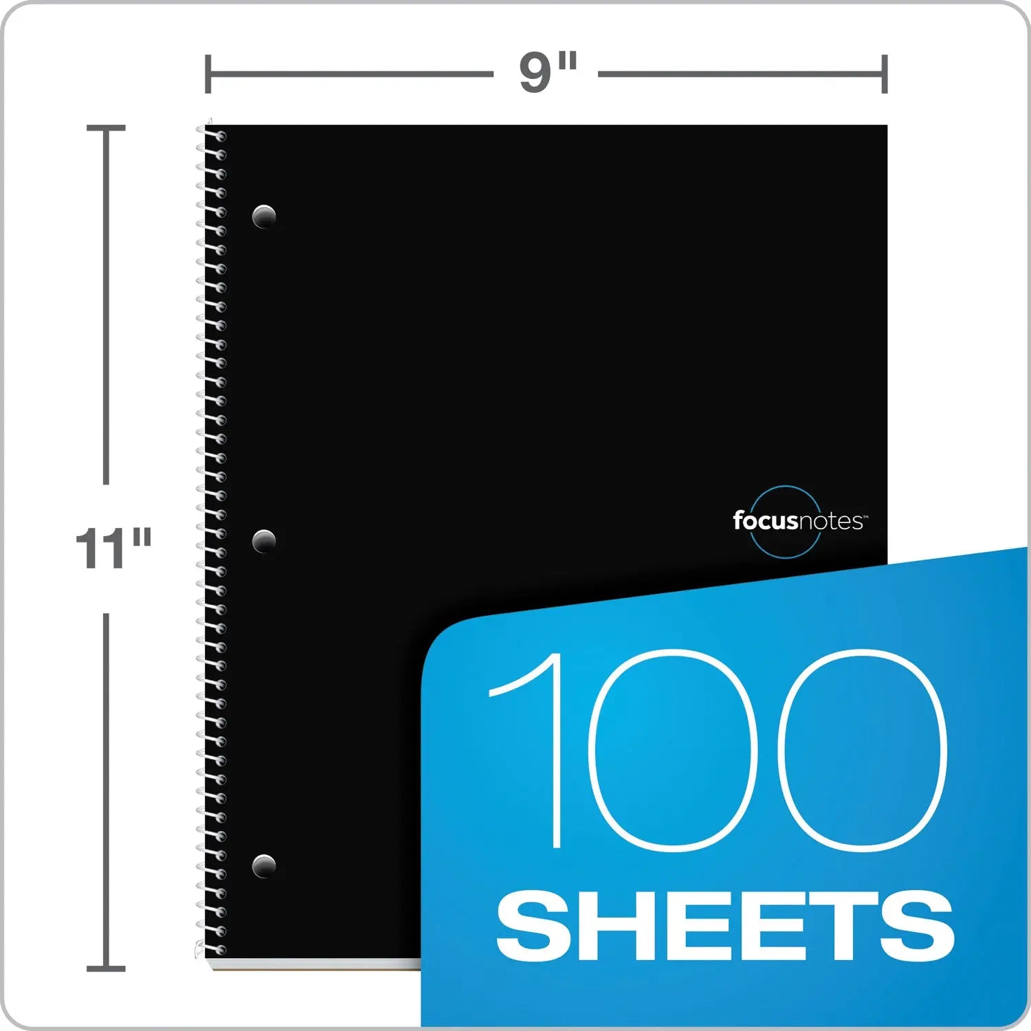 FocusNotes Notebook, 1-Subject, Lecture/Cornell Rule, Blue Cover, (100) 11 x 9 Sheets TOPS™ Flipcost