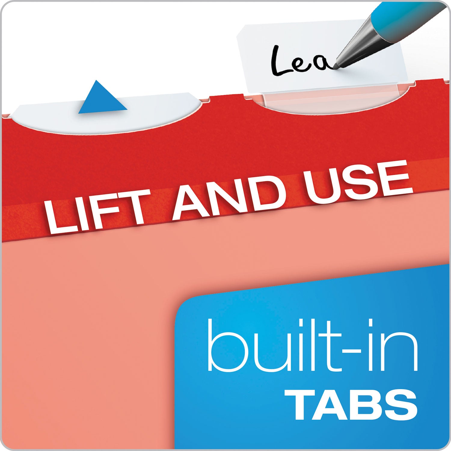 Pendaflex® Ready-Tab Colored Reinforced Hanging Folders, Letter Size, 1/5-Cut Tabs, Red, 25/Box