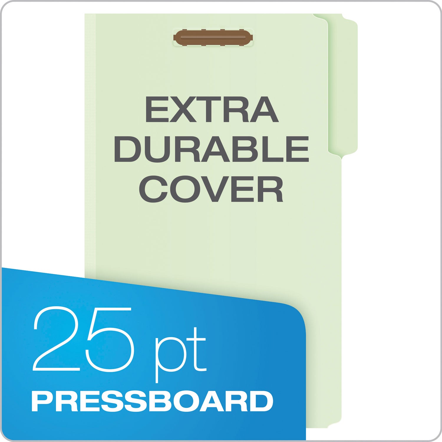 Pendaflex® Heavy-Duty Pressboard Folders with Embossed Fasteners, 1/3-Cut Tabs, 3" Expansion, 2 Fasteners, Legal Size, Green, 25/Box
