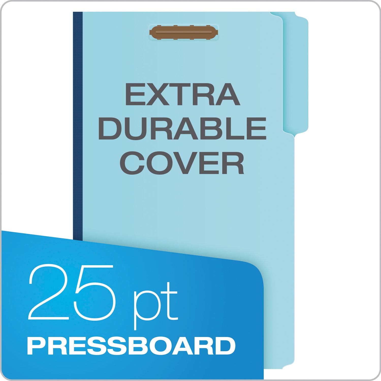 Pendaflex® Heavy-Duty Pressboard Folders with Embossed Fasteners, 1/3-Cut Tabs, 1" Expansion, 2 Fasteners, Legal Size, Blue, 25/Box