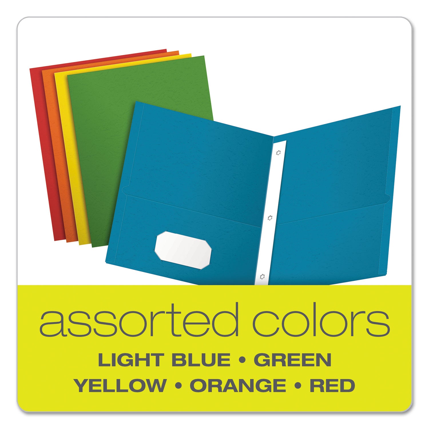 Oxford™ Twin-Pocket Folders With 3 Fasteners, 0.5" Capacity, 11 X 8.5, Assorted, 25/box