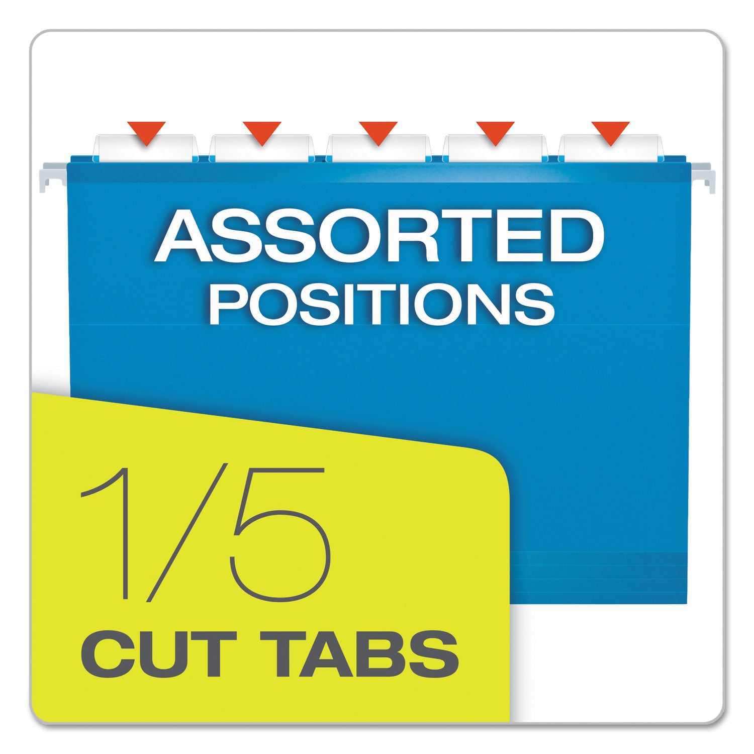 Pendaflex® Extra Capacity Reinforced Hanging File Folders with Box Bottom, 2" Capacity, Letter Size, 1/5-Cut Tabs, Blue, 25/Box