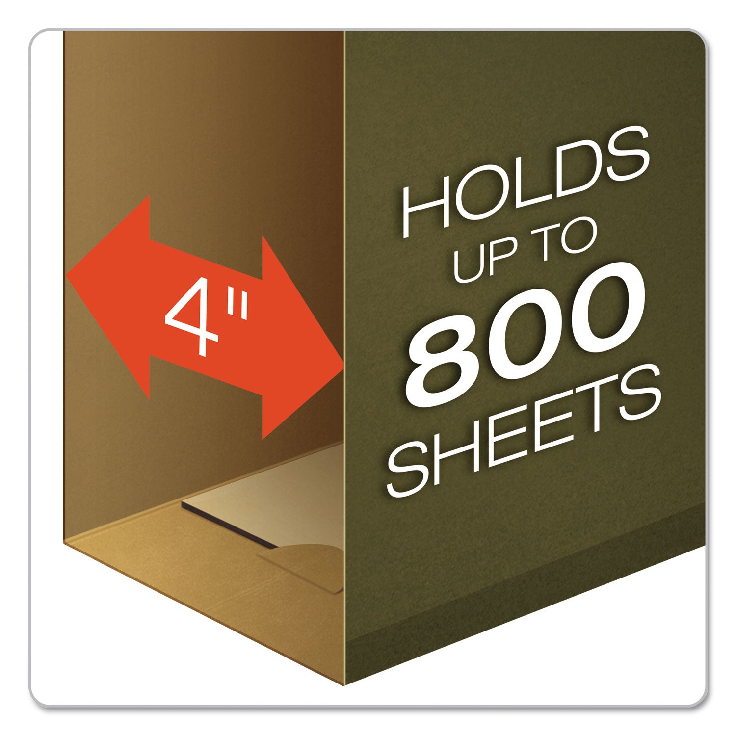 Pendaflex® Extra Capacity Reinforced Hanging File Folders with Box Bottom, 4" Capacity, Letter Size, 1/5-Cut Tabs, Green, 25/Box