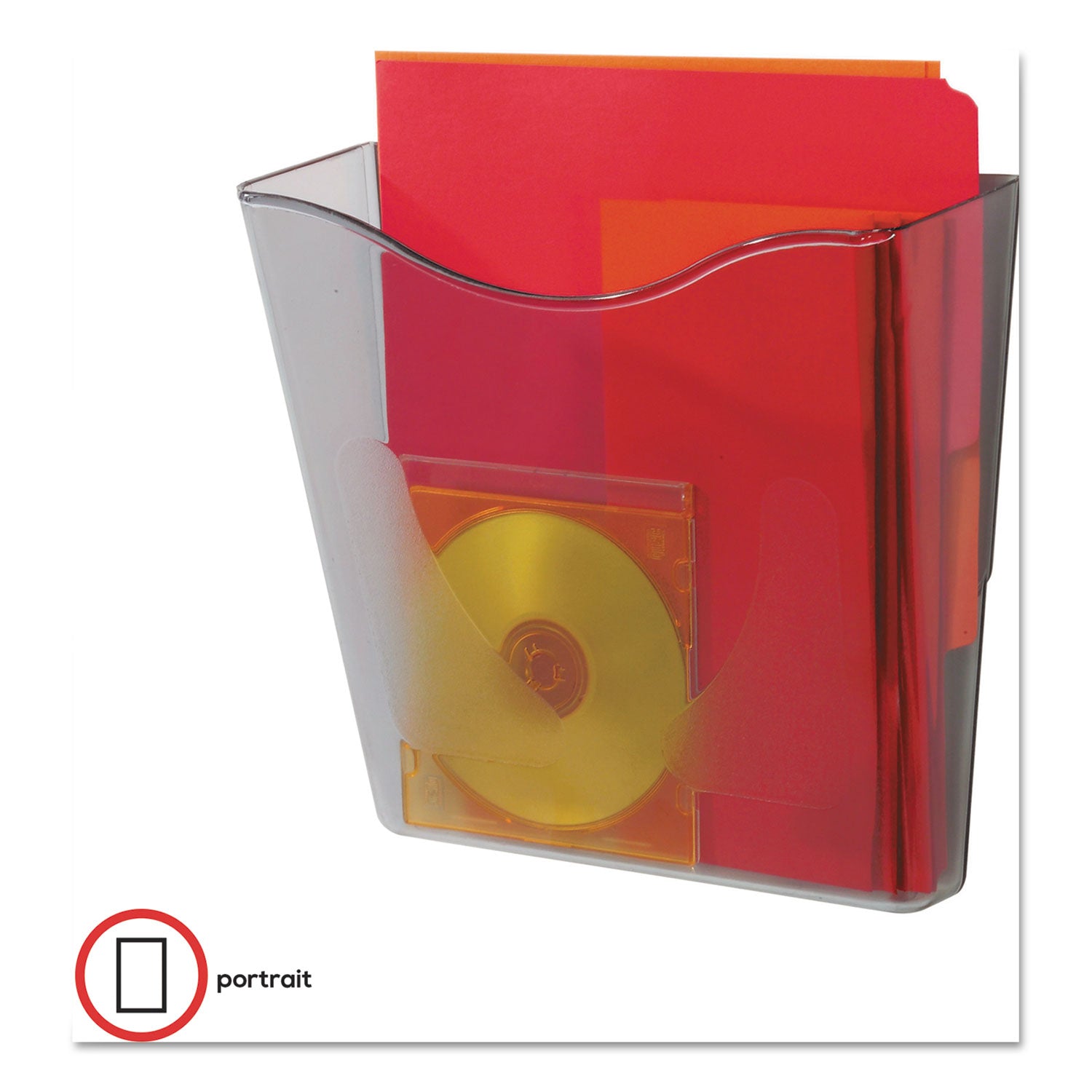 deflecto® Euro-Style DocuPocket Portrait Wall File, A4/Legal/Letter/Magazines/Portfolio Size, 10.25" x 4" x 10", Smoke