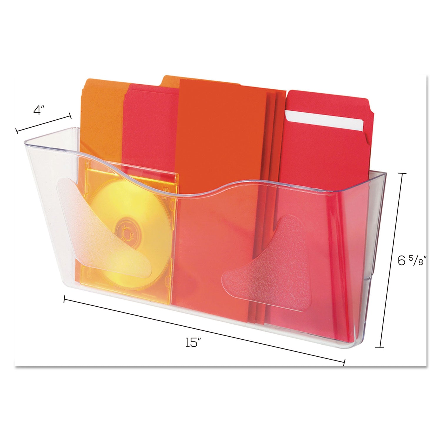 deflecto® Euro-Style DocuPocket Landscape Wall File, Larger Files/Tabloid Size, 15" x 4" x 6.63", Clear