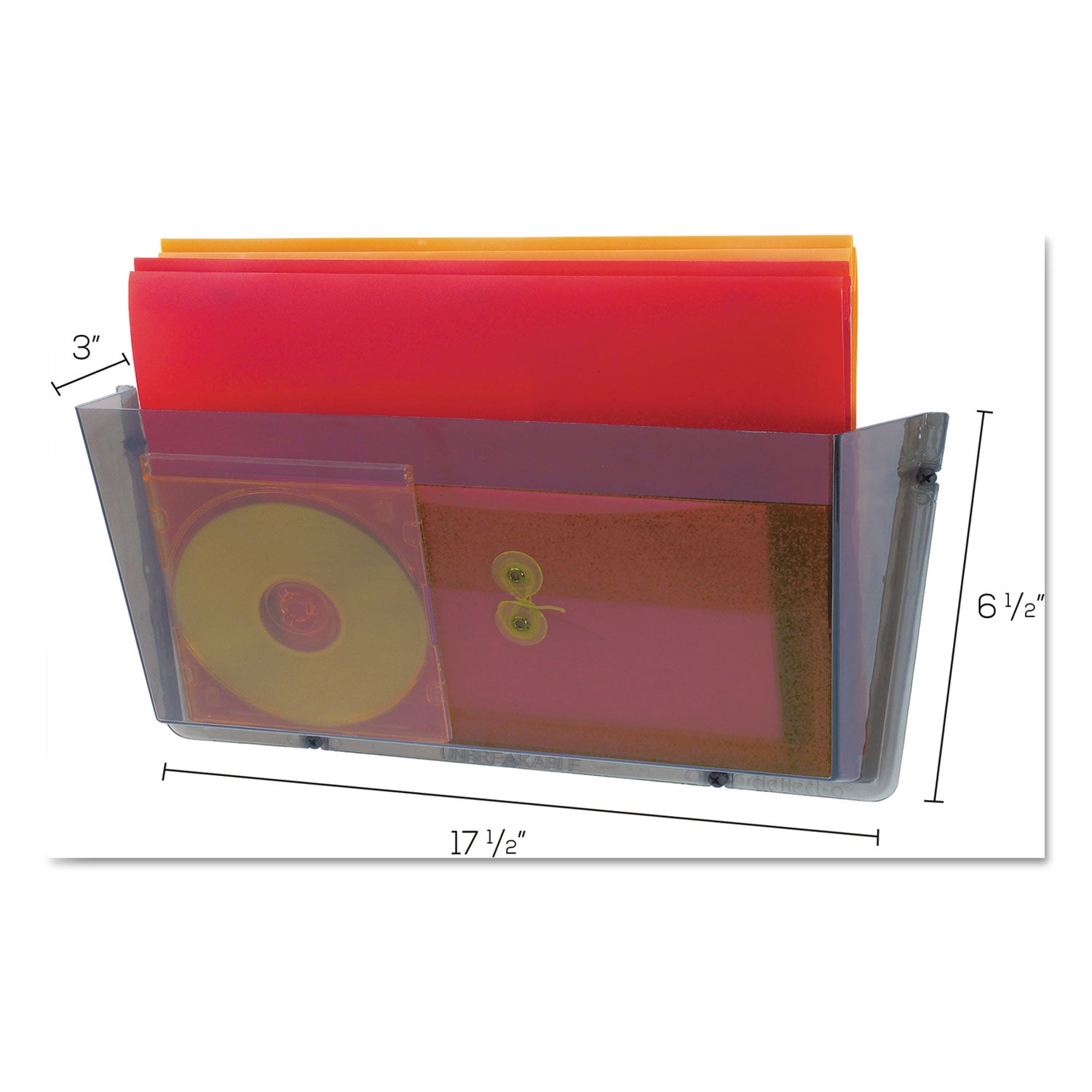 deflecto® Unbreakable DocuPocket Wall File, Legal Size, 17.5" x 3" x 6.5", Smoke