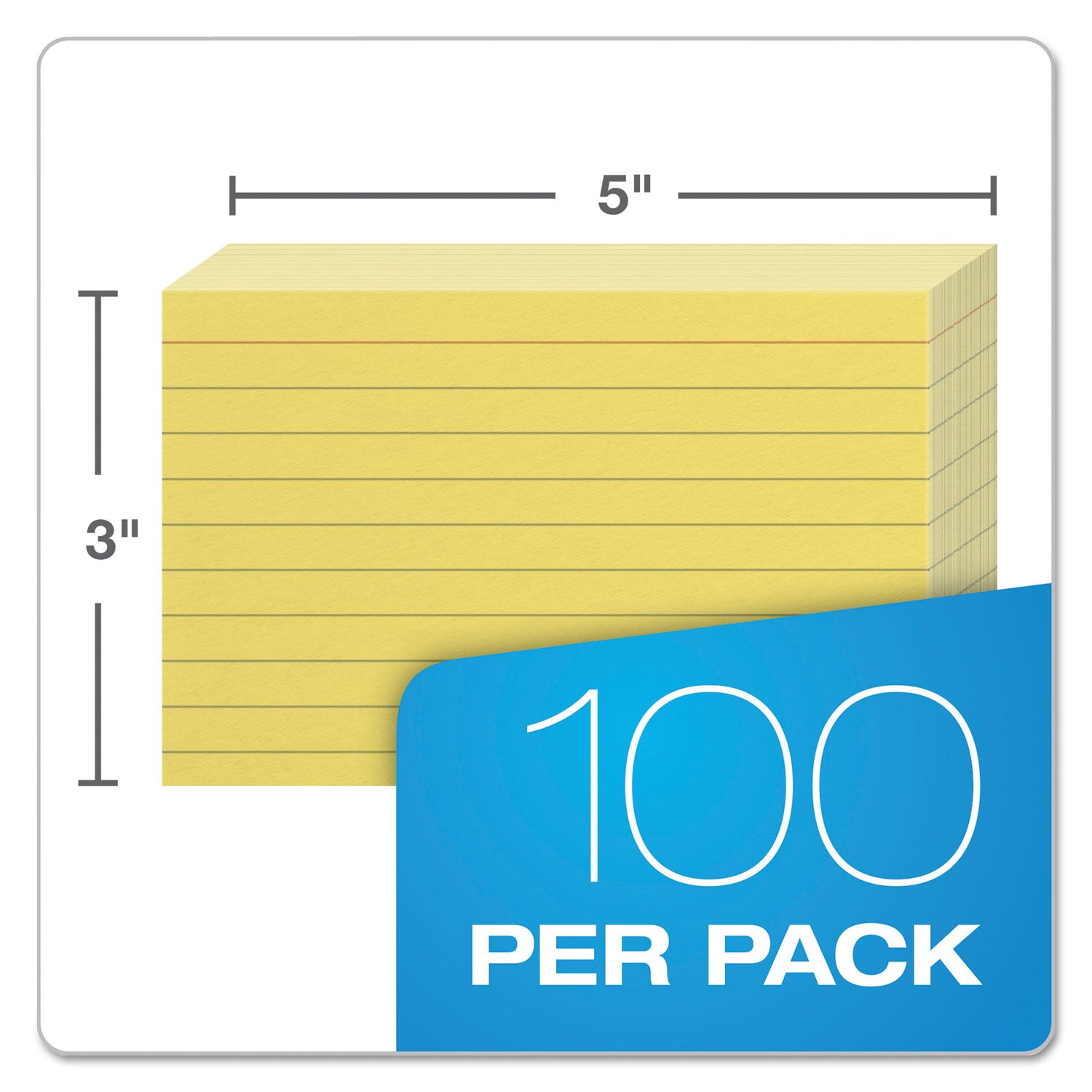 Oxford™ Ruled Index Cards, 3 X 5, Canary, 100/pack