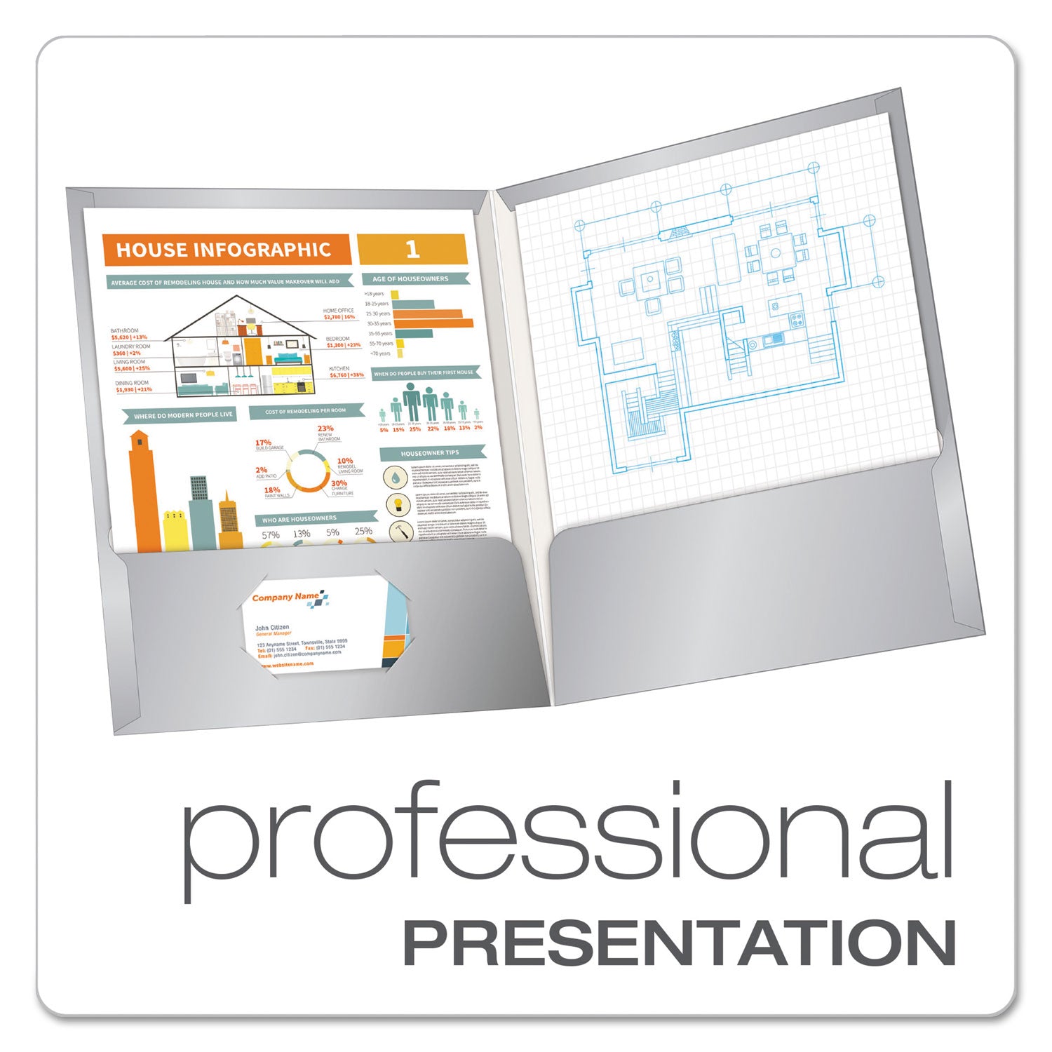 Oxford™ High Gloss Laminated Paperboard Folder, 100-Sheet Capacity, 11 X 8.5, Gray, 25/box