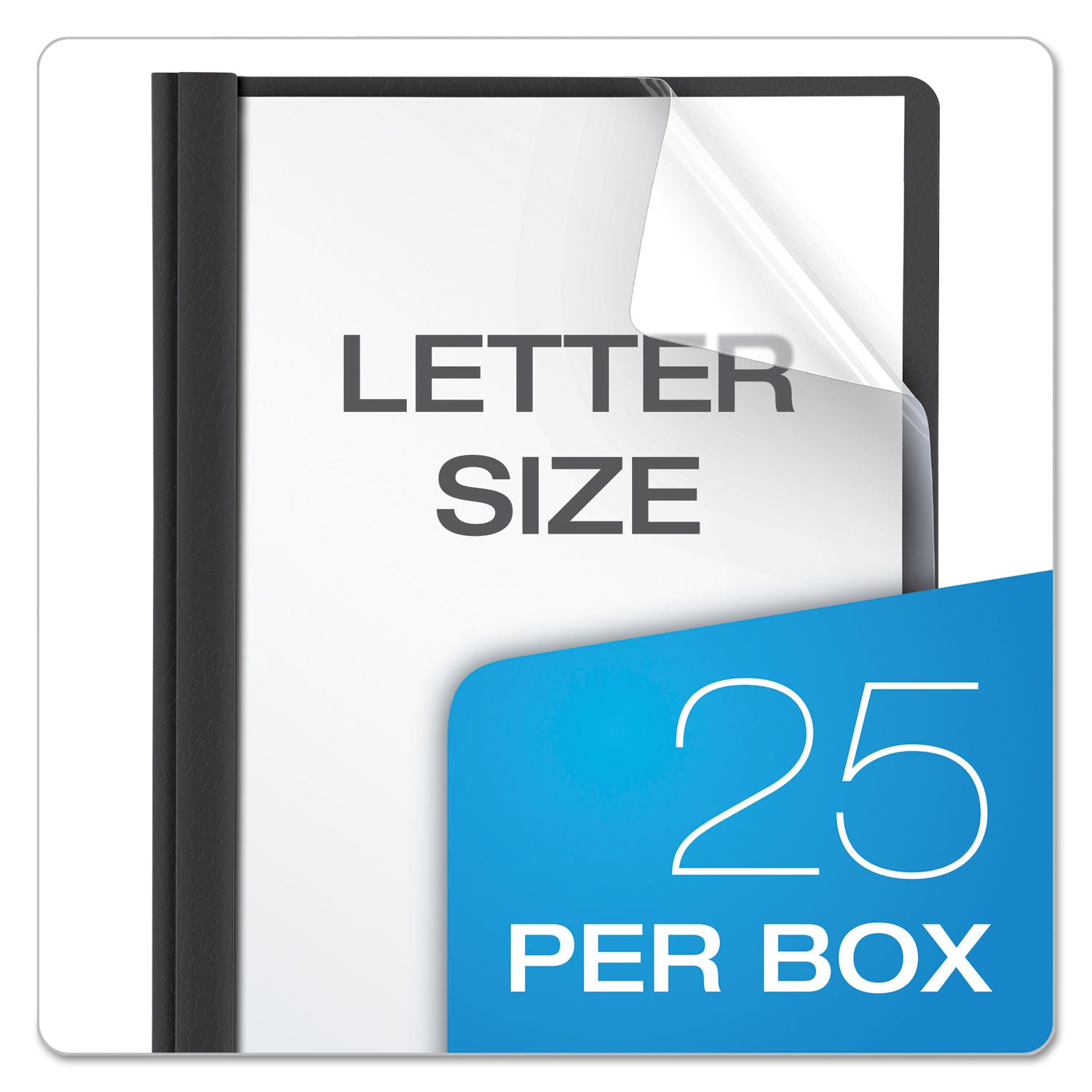 Oxford™ Clear Front Standard Grade Report Cover, Three-Prong Fastener, 0.5" Capacity, 8.5 X 11, Clear/black, 25/box