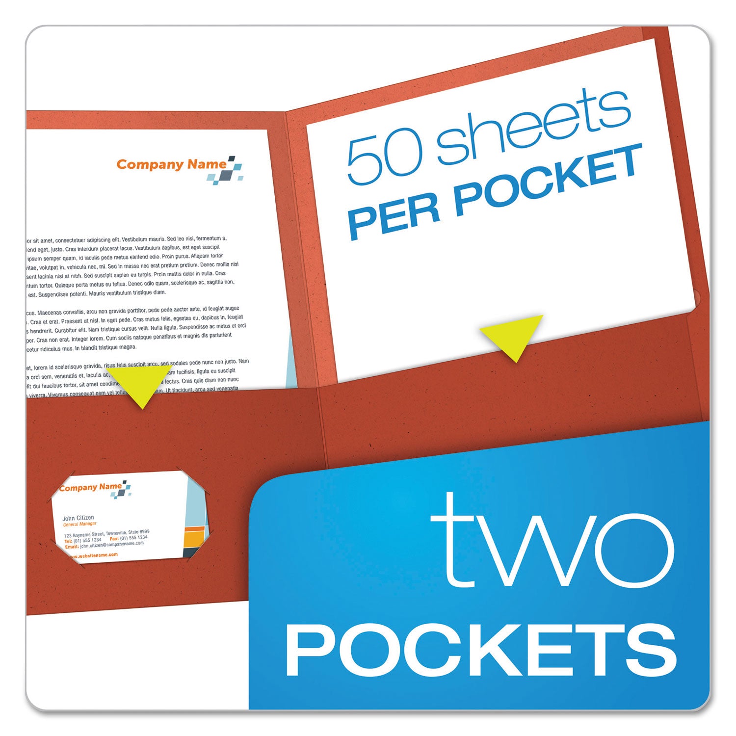 Oxford™ Earthwise By Oxford 100% Recycled Paper Twin-Pocket Portfolio, 100-Sheet Capacity, 11 X 8.5, Red, 25/box