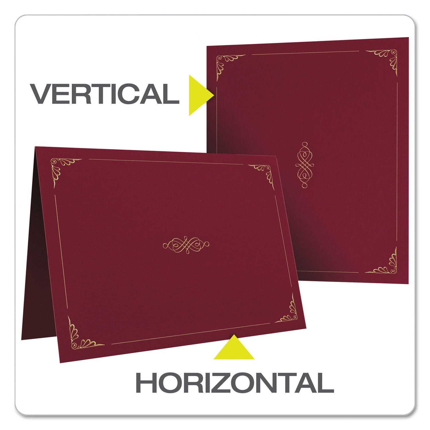 Oxford™ Certificate Holder, 11.25 x 8.75, Burgundy, 5/Pack