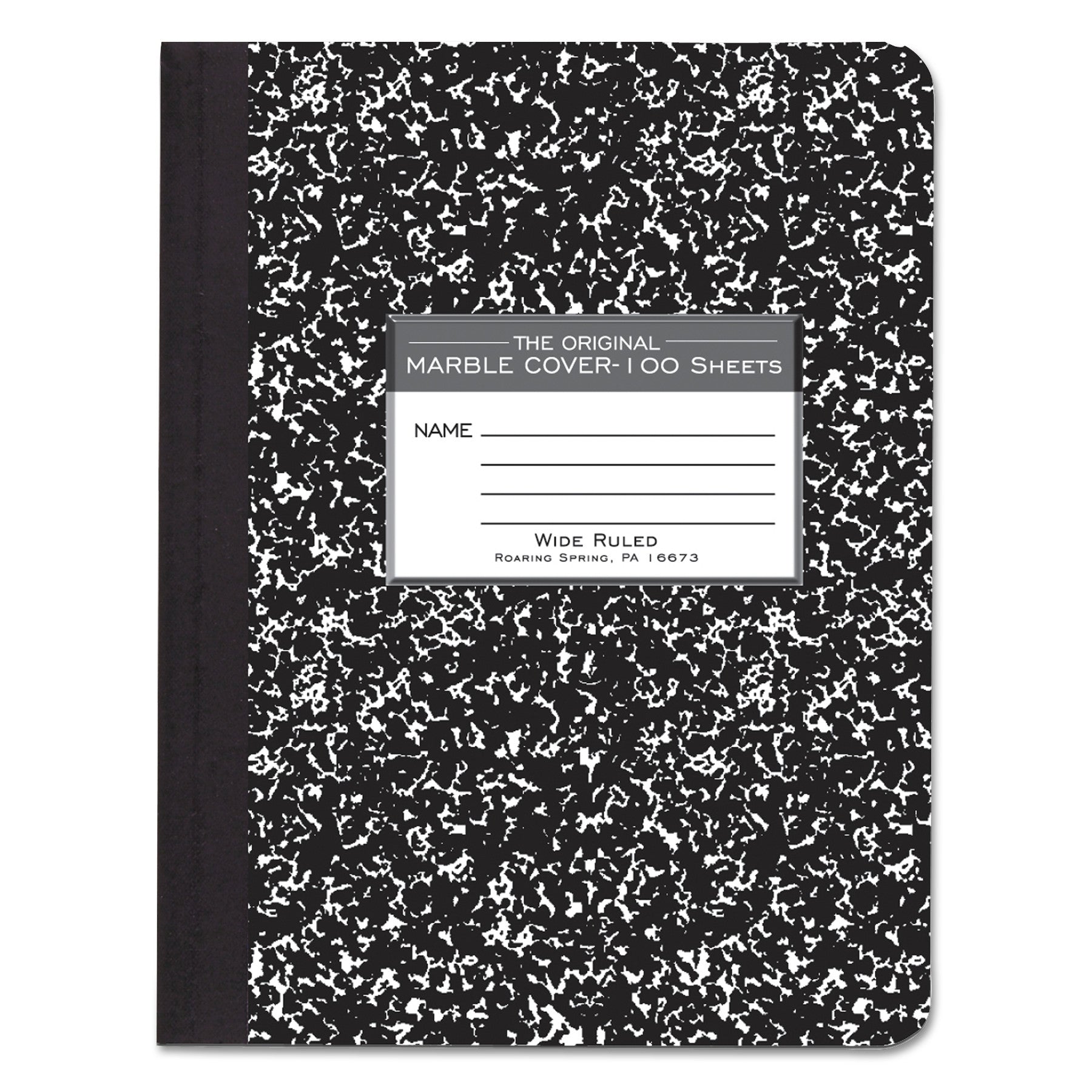 Marble Cover Composition Book, Wide/Legal Rule, Black Marble Cover, (100) 9.75 x 7.5 Sheets
