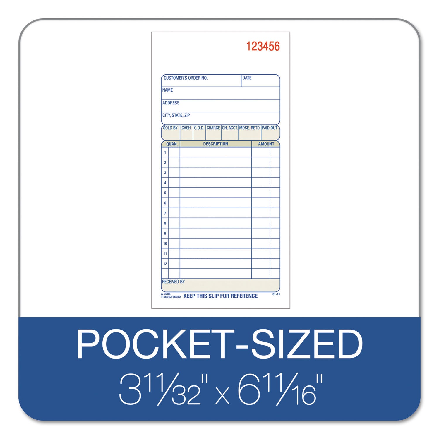 Adams® Multipart Sales Order Pad, 12 Lines, Two-Part Carbonless, 3.34 x 6.69, 50 Forms Total