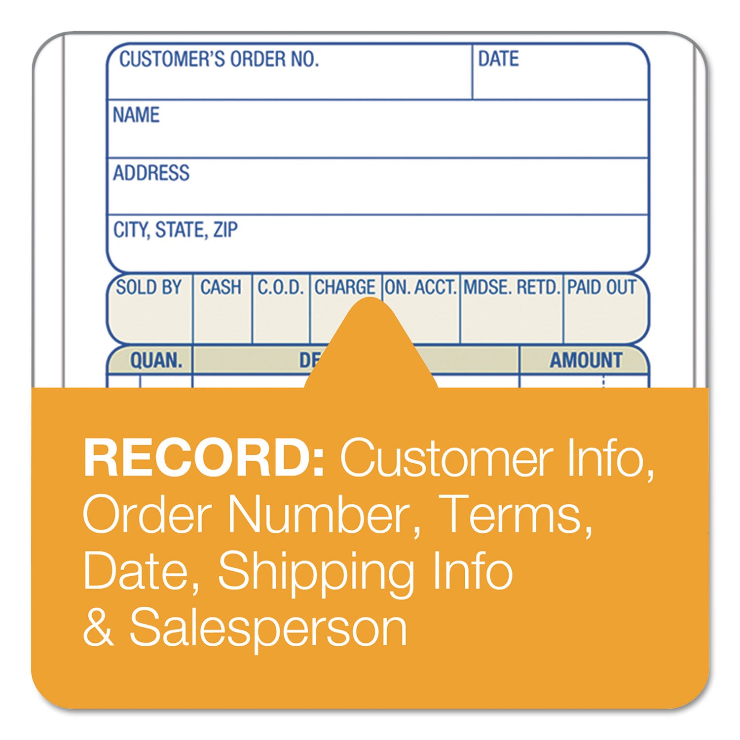 Adams® Multipart Sales Order Pad, 12 Lines, Two-Part Carbonless, 3.34 x 6.69, 50 Forms Total