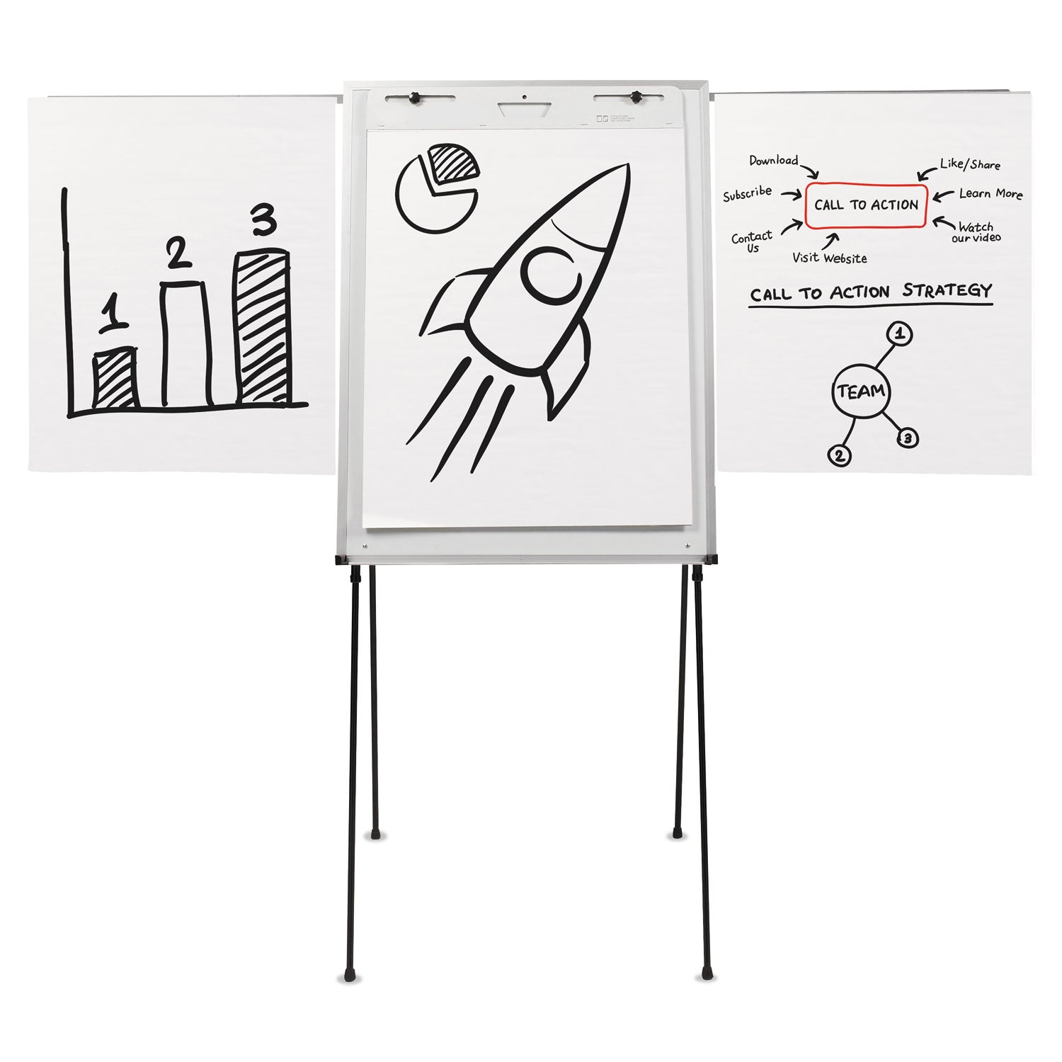 Quartet® Dry Erase Steel Easel, 29" x 40", White Surface, Satin Aluminum Frame