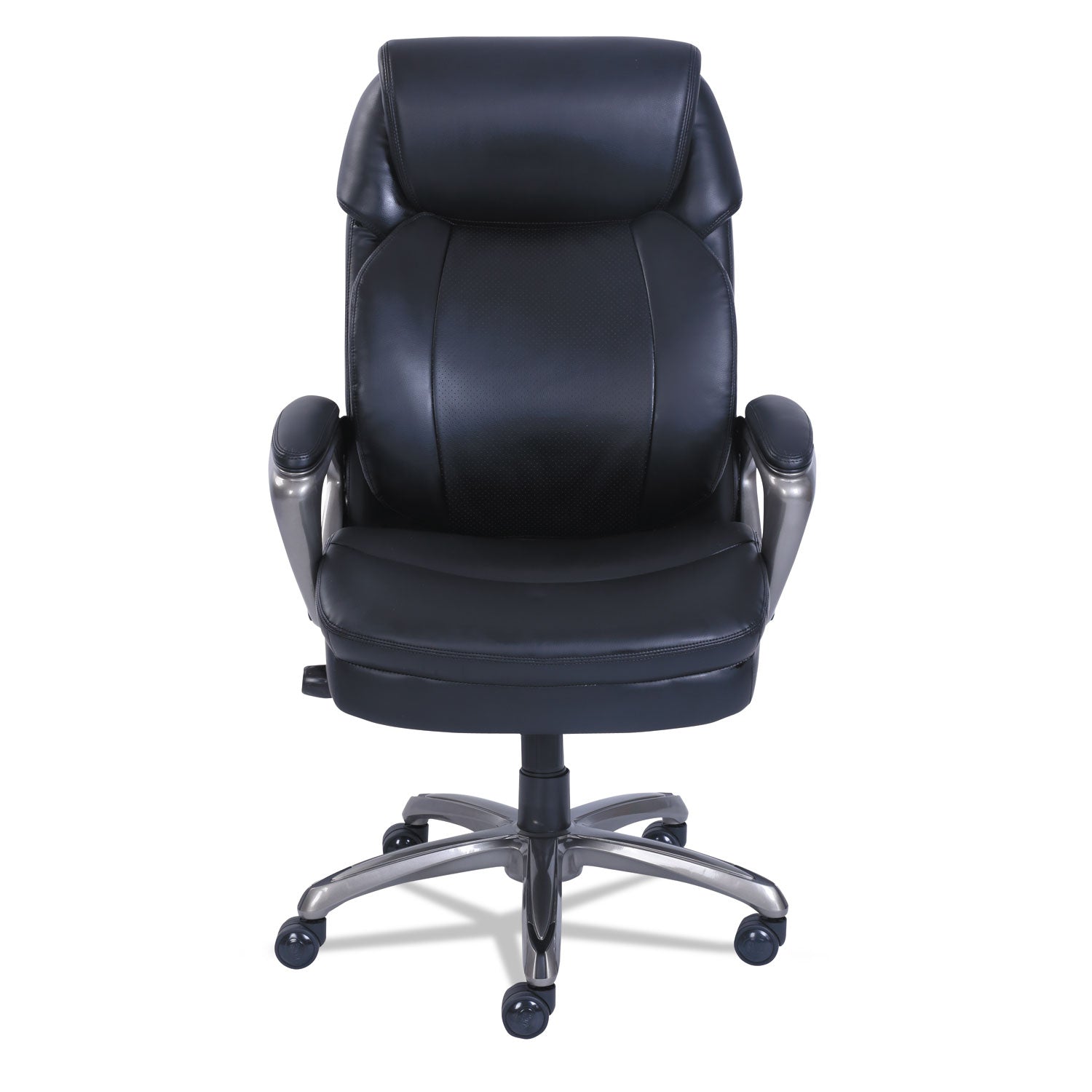 SertaPedic® Cosset High-Back Executive Chair, Supports Up To 275 Lb, 18.75" To 21.75" Seat Height, Black Seat/back, Slate Base