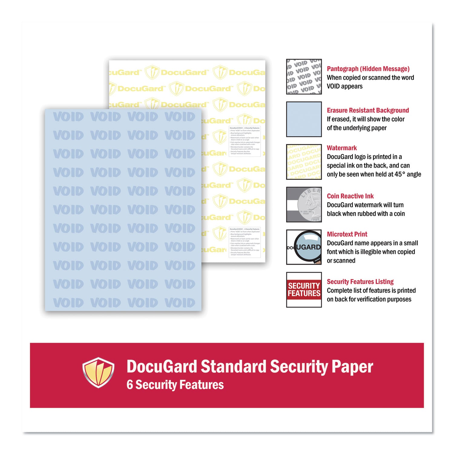 DocuGard™ Medical Security Papers, 24 lb Bond Weight, 8.5 x 11, Blue, 500/Ream