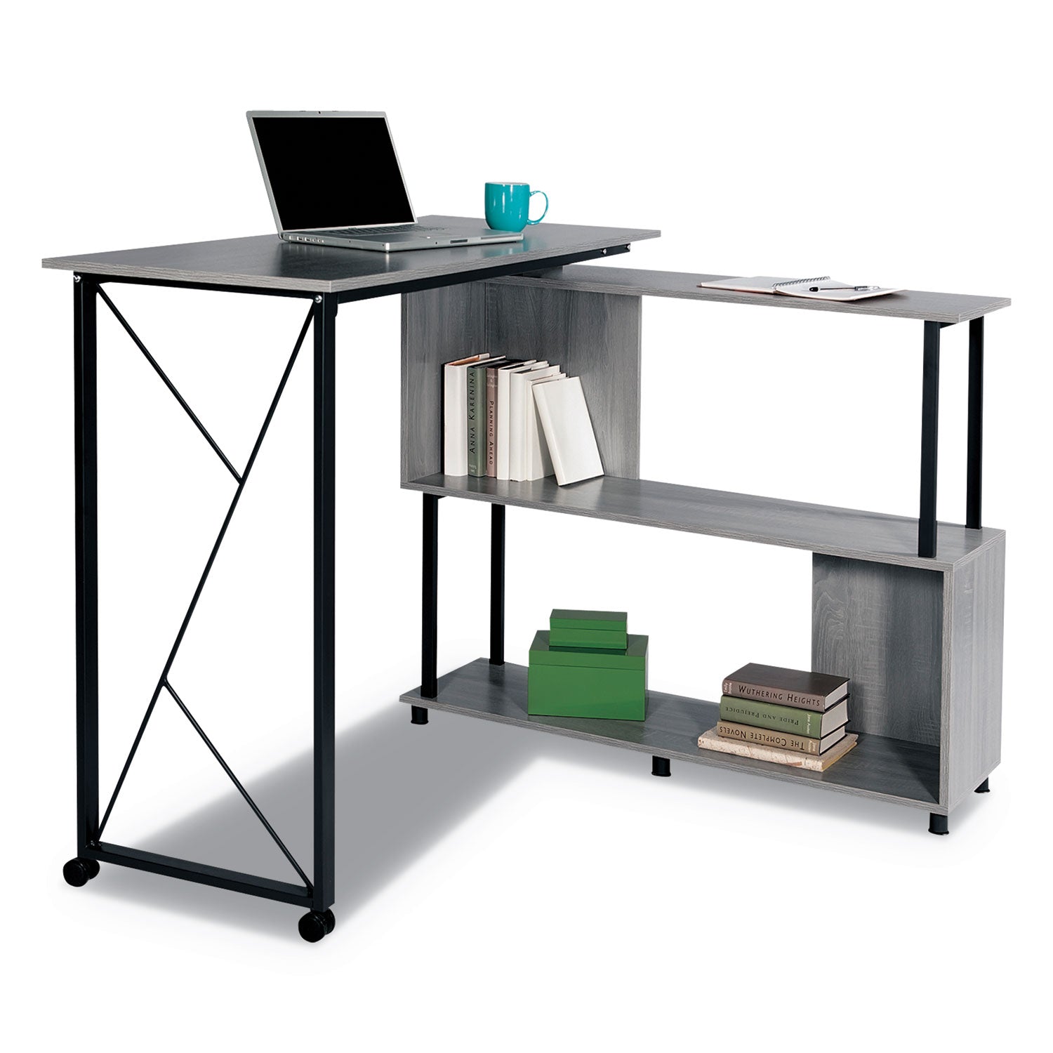 Safco® Mood Standing Height Desk, 53.25" X 21.75" X 42.25", Gray