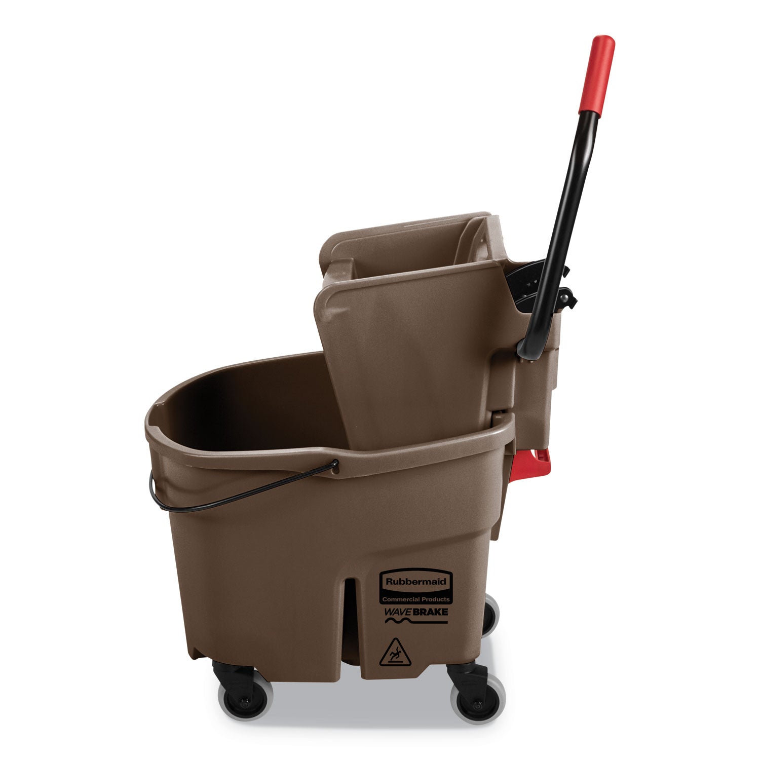 Rubbermaid® Commercial Wavebrake 2.0 Bucket/wringer Combos, Side-Press, 35 Qt, Plastic, Brown