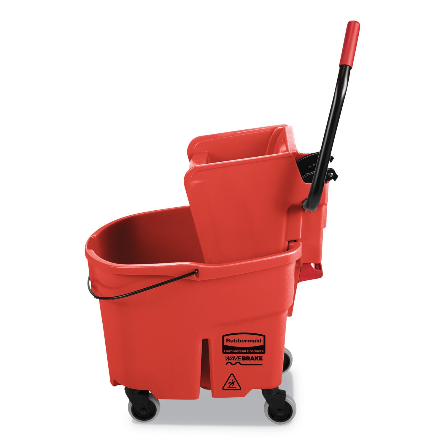 Rubbermaid® Commercial Wavebrake 2.0 Bucket/wringer Combos, Side-Press, 35 Qt, Plastic, Red