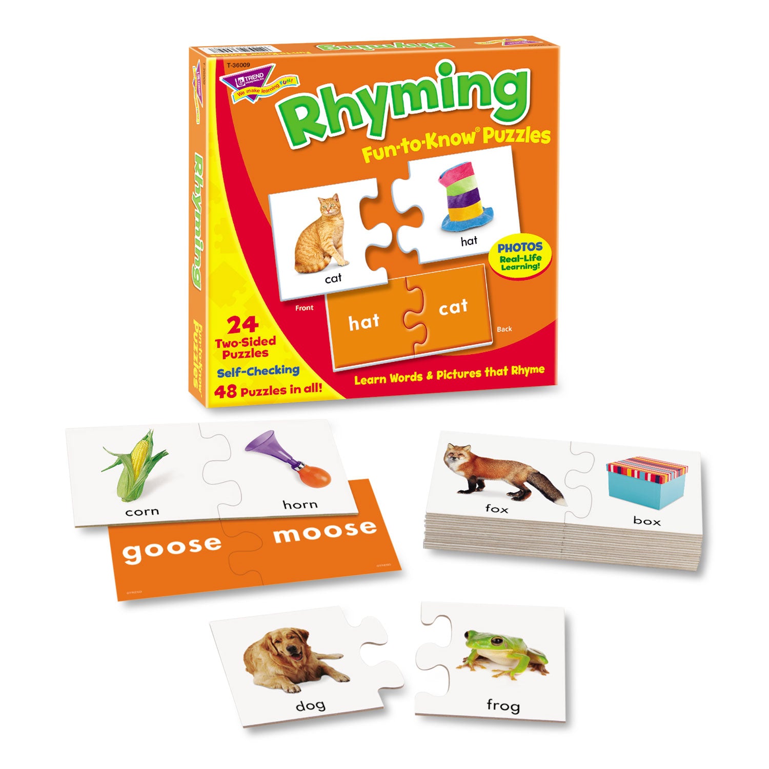 TREND® Fun to Know Puzzles, Word Rhymes Matching Game, Ages 3 and Up, (24) Puzzle Piece Pairs
