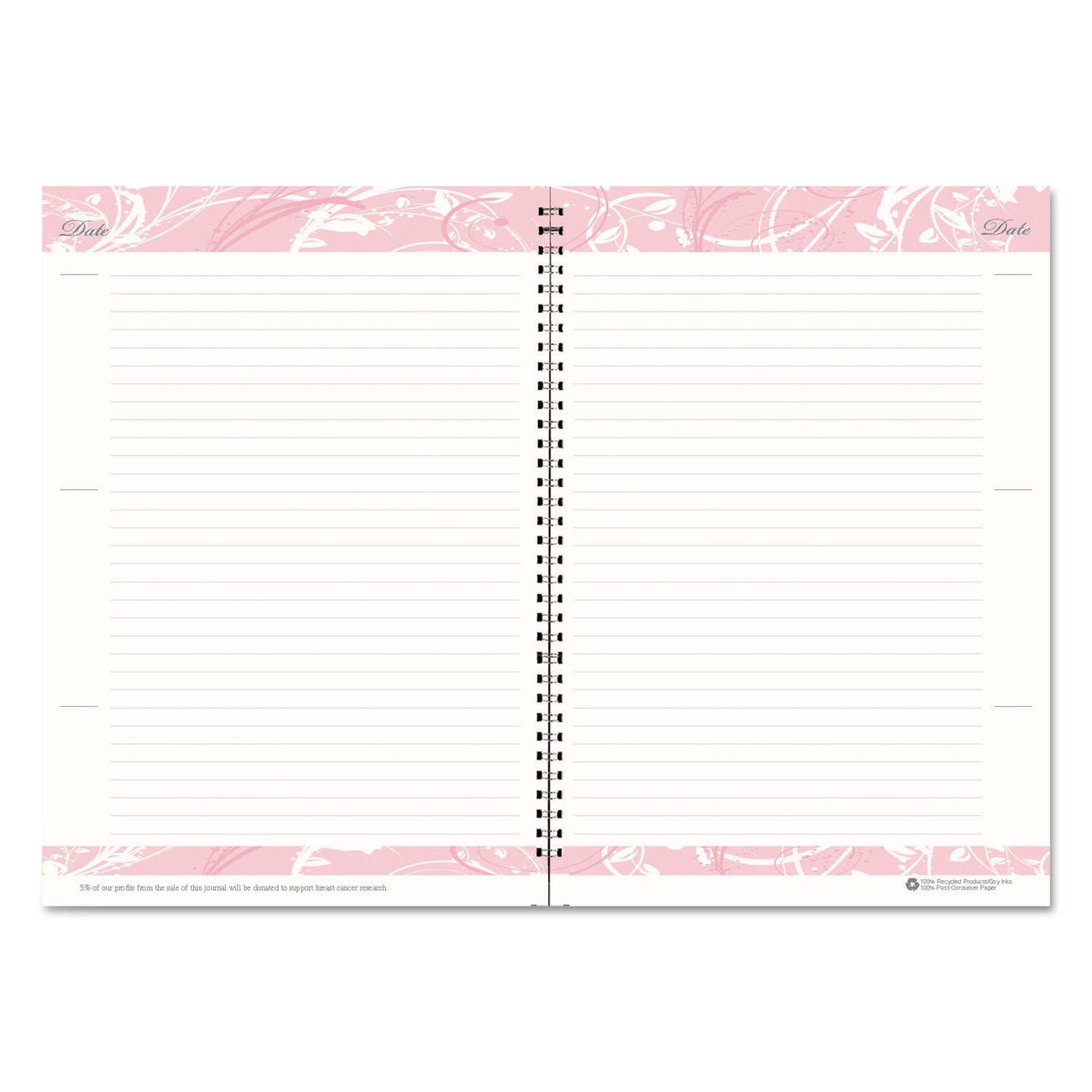 House of Doolittle™ Breast Cancer Awareness Recycled Ruled Monthly Planner/Journal, 10 x 7, Pink Cover, 12-Month (Jan to Dec): 2025