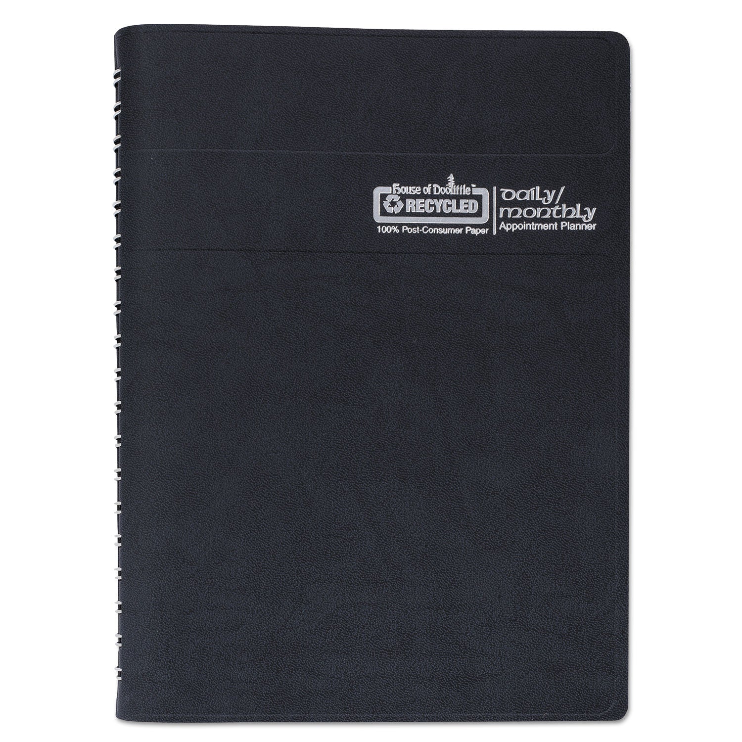 House of Doolittle™ 24/7 Recycled Daily Appointment Book/Monthly Planner, 10 x 7, Black Cover, 12-Month (Jan to Dec): 2025