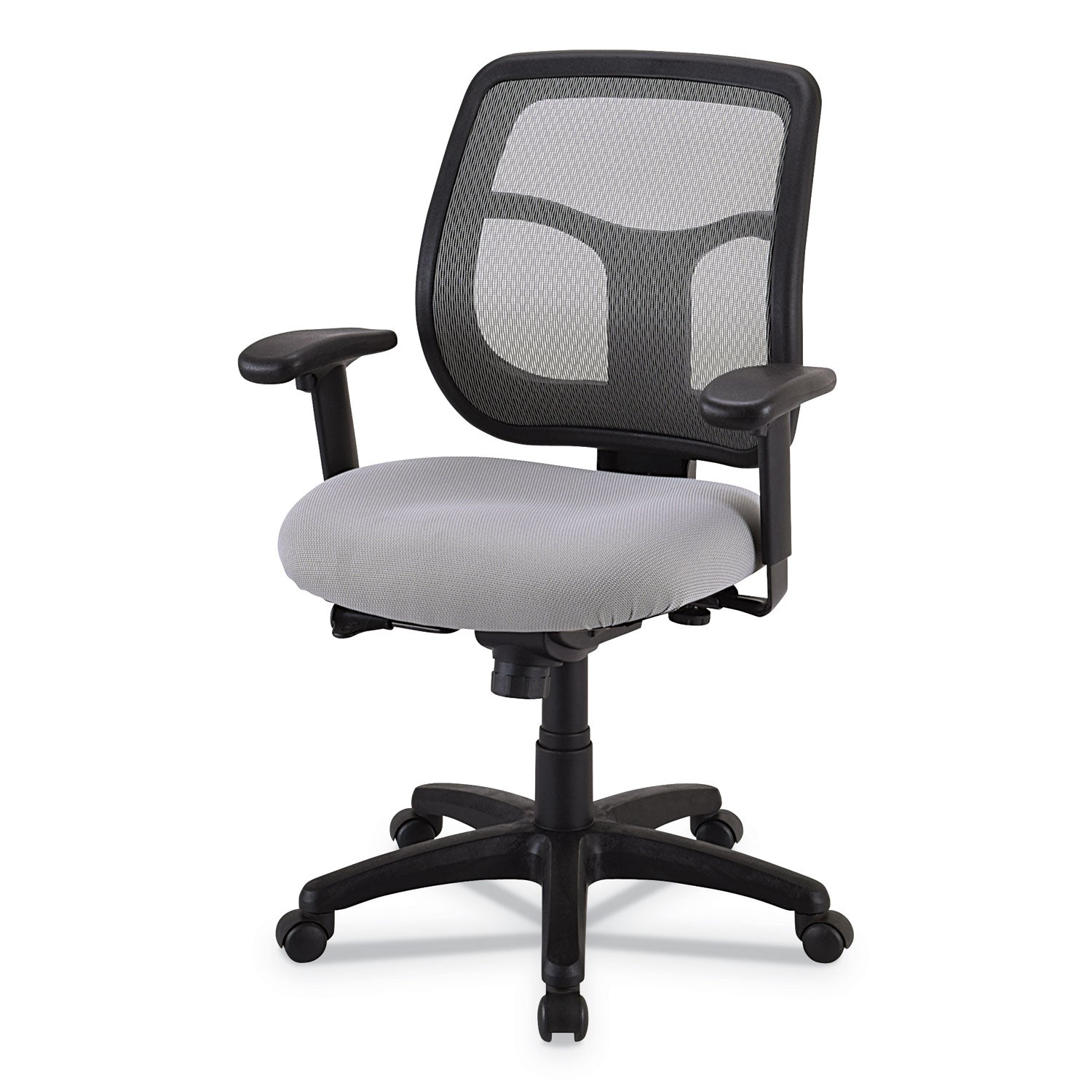 Eurotech Apollo Mid-Back Mesh Chair, 18.1" To 21.7" Seat Height, Silver Seat, Silver Back, Black Base