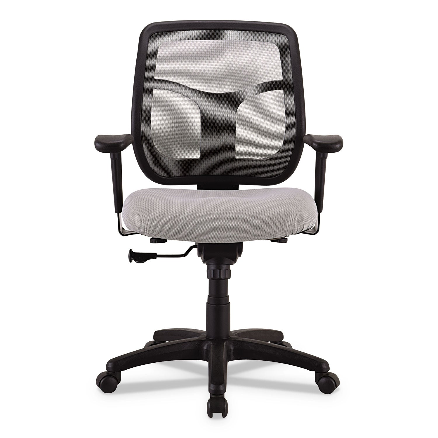 Eurotech Apollo Mid-Back Mesh Chair, 18.1" To 21.7" Seat Height, Silver Seat, Silver Back, Black Base
