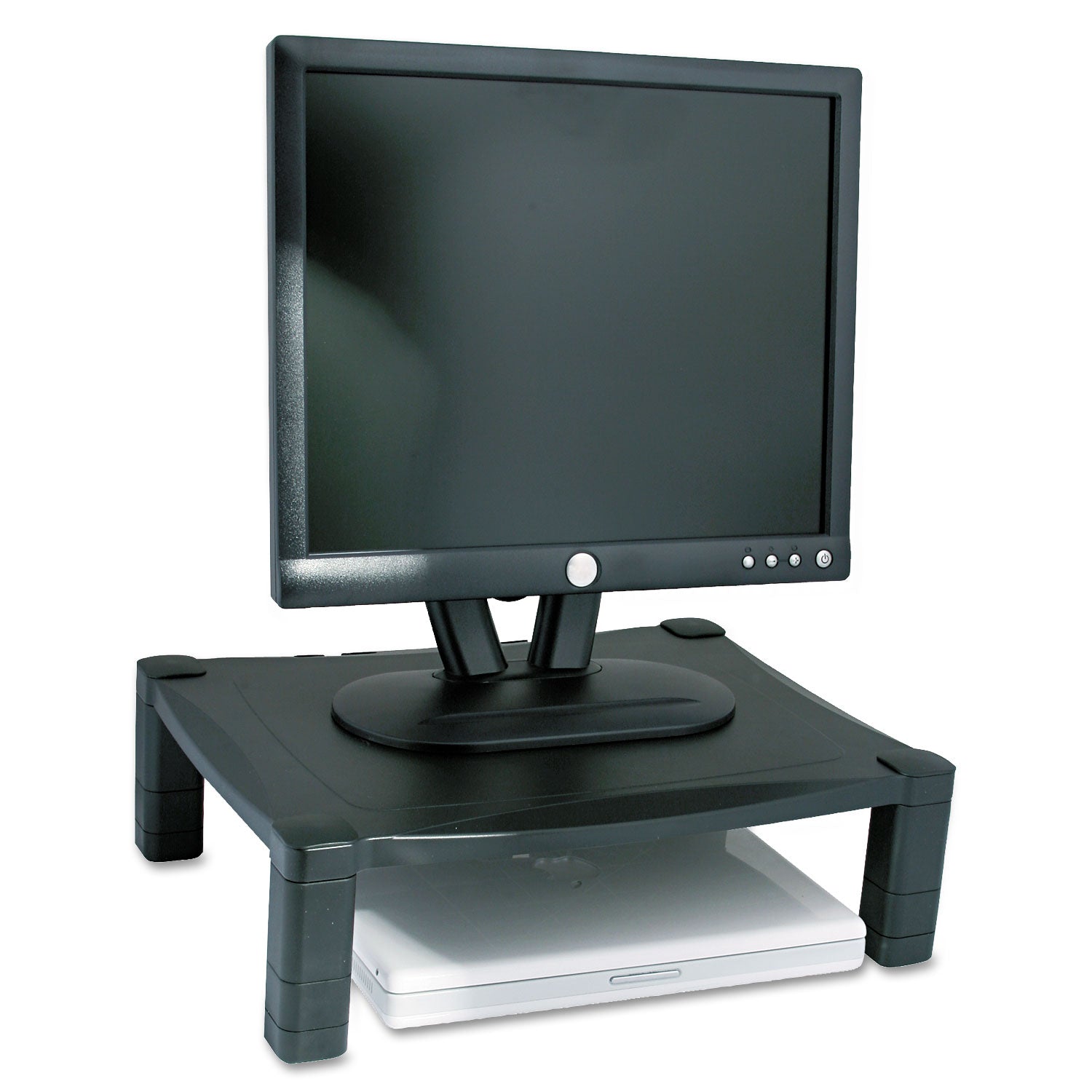 Kantek Single-Level Monitor Stand, 17" X 13.25" X 3" To 6.5", Black, Supports 50 Lbs