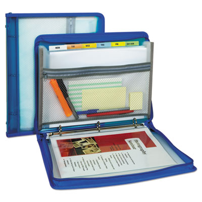C-Line® Zippered Binder with Expanding File, 2" Expansion, 7 Sections, Zipper Closure, 1/6-Cut Tabs, Letter Size, Bright Blue Flipcost Flipcost