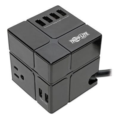 Tripp Lite Power Cube Surge Protector, 3 AC Outlets/6 USB-A Ports, 6 ft Cord, 540 J, Black Flipcost Flipcost