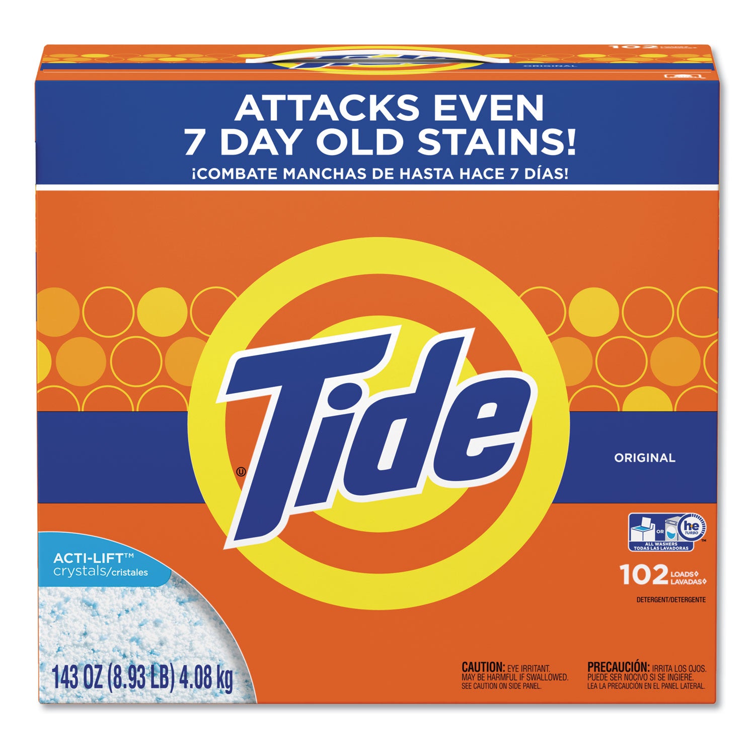 Tide® Powder Laundry Detergent, HE Compatible, Original Scent, 143 oz Box, 2/Carton