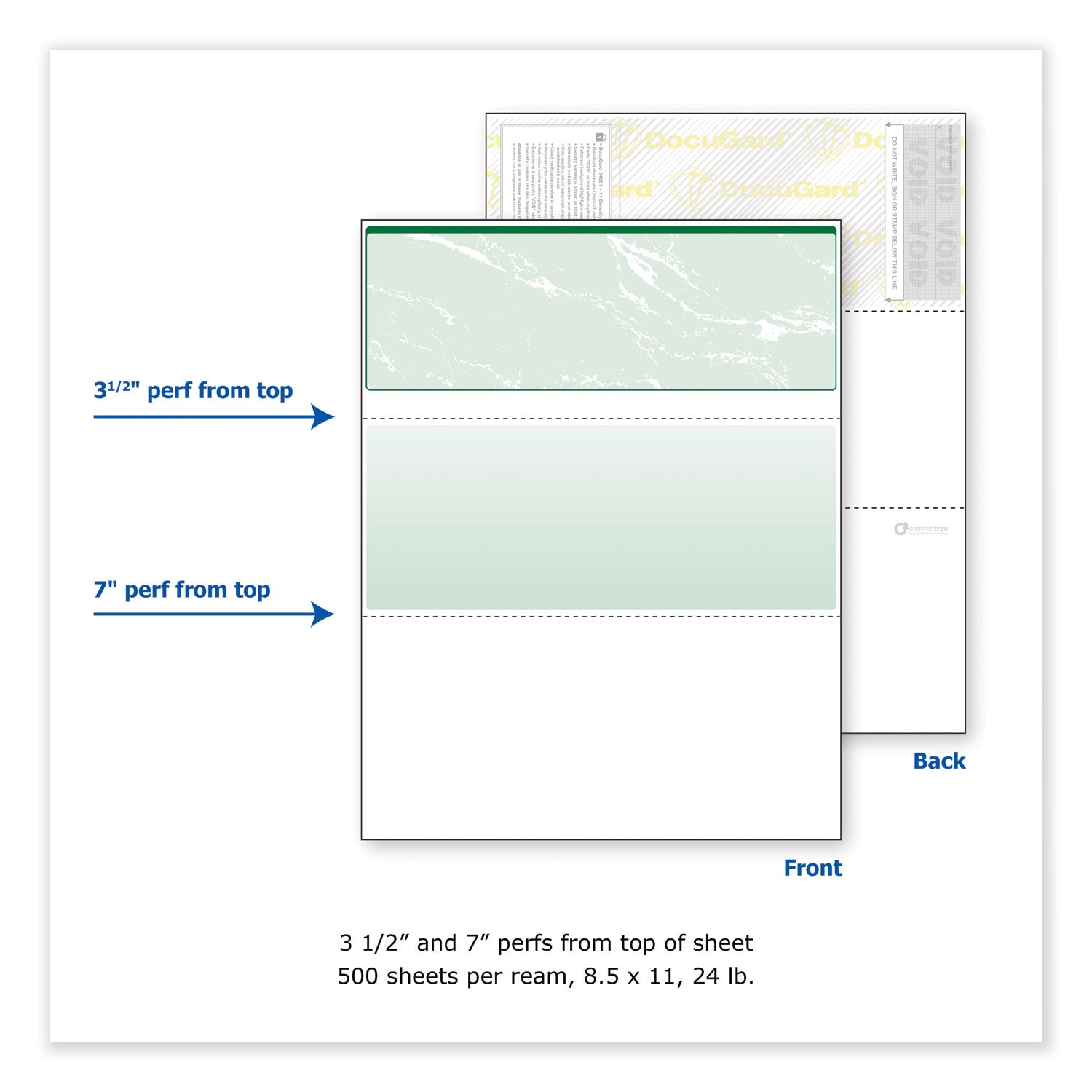 DocuGard™ Standard Security Check, 11 Features, 8.5 X 11, Green Marble Top, 500/ream