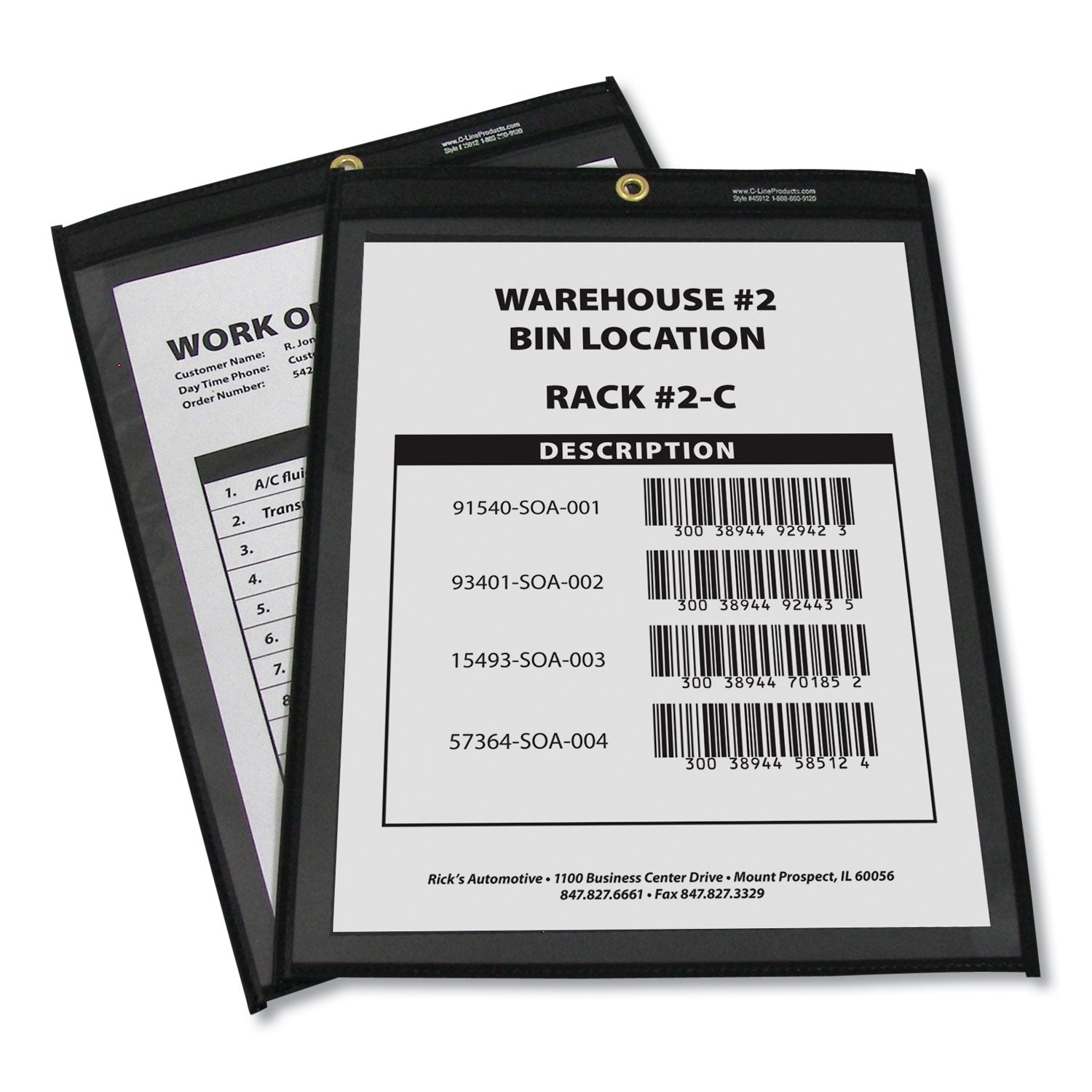 C-Line® Shop Ticket Holders, Stitched, One Side Clear, 75 Sheets, 9 X 12, 25/box