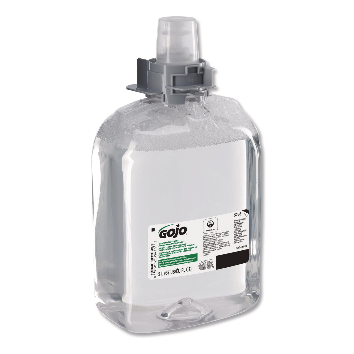 GOJO® Green Certified Foam Hand Cleaner, Refill for GOJO FMX-20 Push-Style Dispenser, Unscented, 2,000 mL, 2/Carton