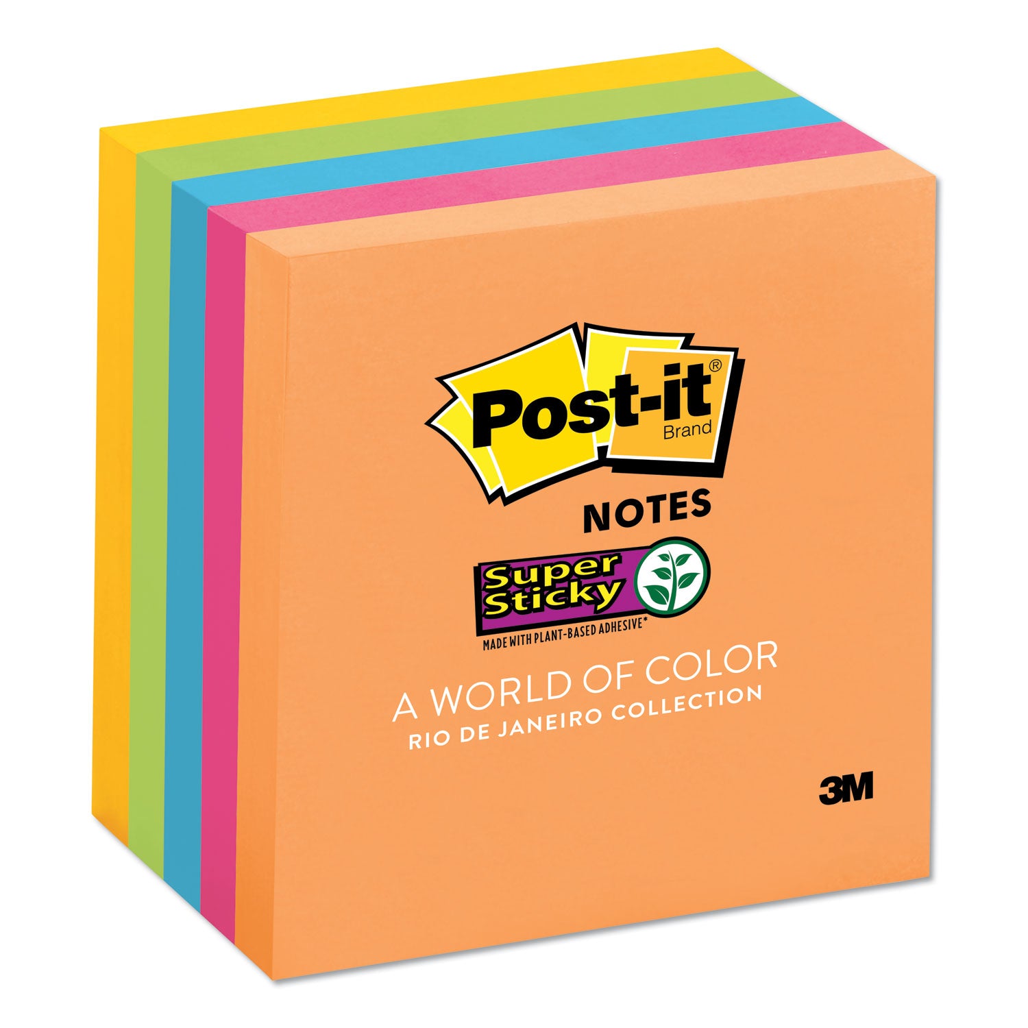 Post-it® Notes Super Sticky Pads in Energy Boost Collection Colors, 3" x 3", 90 Sheets/Pad, 5 Pads/Pack
