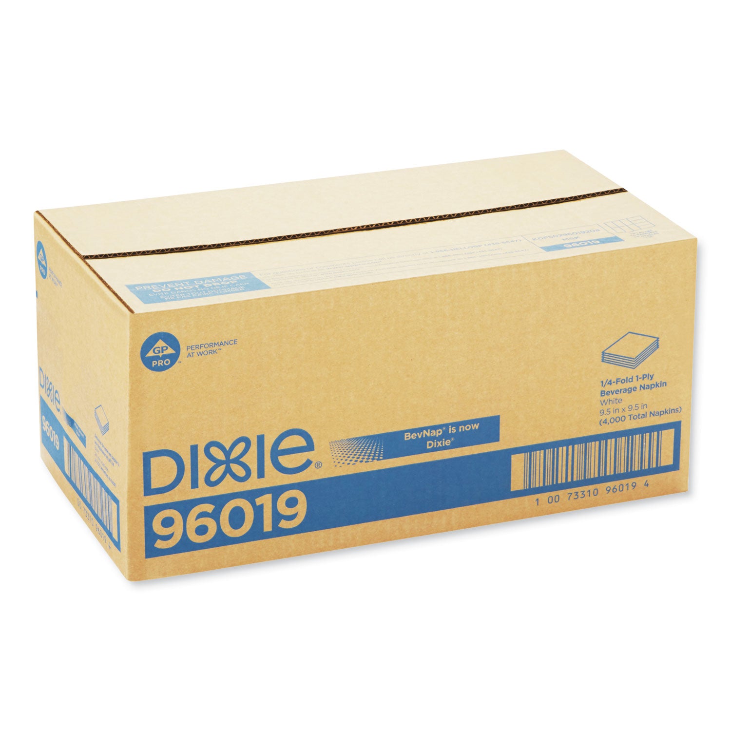 Georgia Pacific® Professional Beverage Napkins, Single-Ply, 9 1/2 X 9 1/2, White, 4000/carton