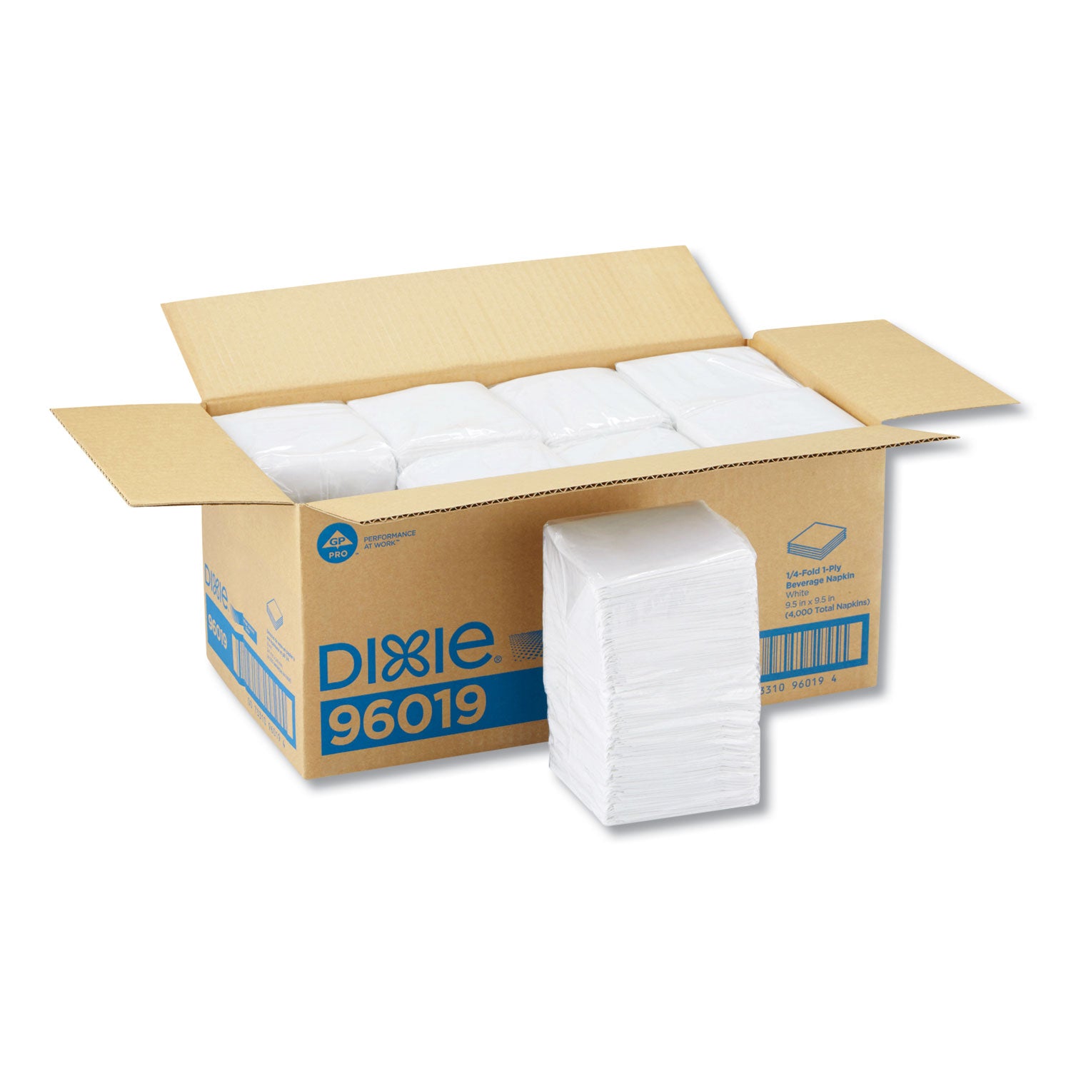 Georgia Pacific® Professional Beverage Napkins, Single-Ply, 9 1/2 X 9 1/2, White, 4000/carton