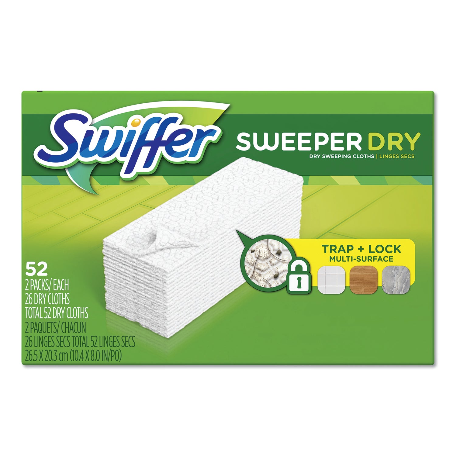 Swiffer® Dry Refill Cloths, White, 10.4" x 8", 52/Box, 3 Boxes/Carton