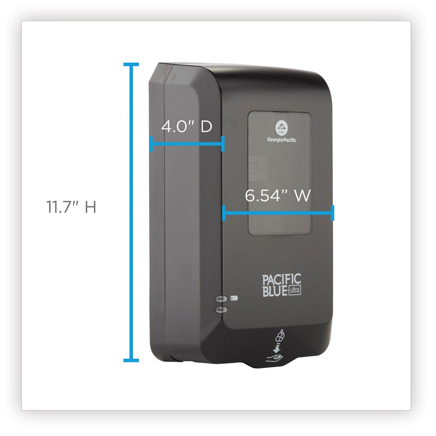 Georgia Pacific® Professional Pacific Blue Ultra Automated Touchless Soap/sanitizer Dispenser, 1,000 Ml, 6.54 X 11.72 X 4, Black