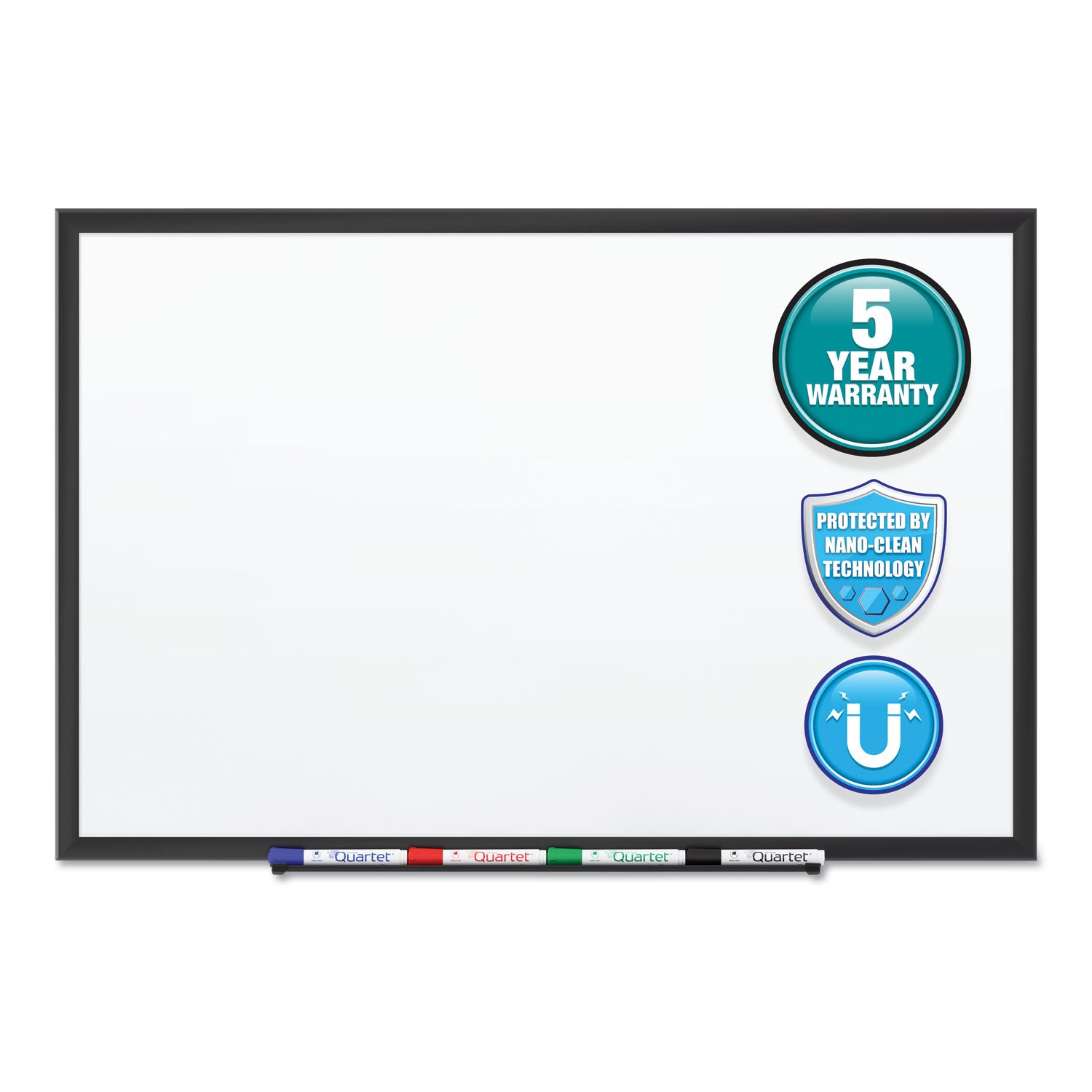 Quartet® Classic Series Nano-Clean Dry Erase Board, 36" x 24", White Surface, Black Aluminum Frame