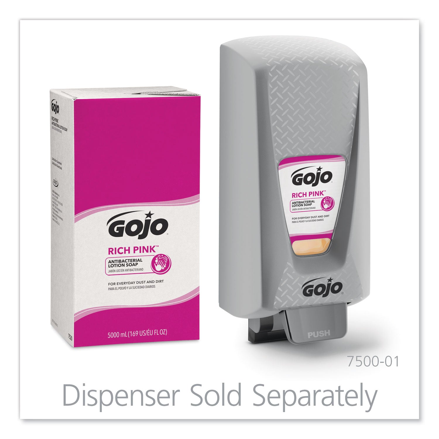 GOJO® RICH PINK Antibacterial Lotion Soap Refill, Floral Scent, 5,000 mL, 2/Carton