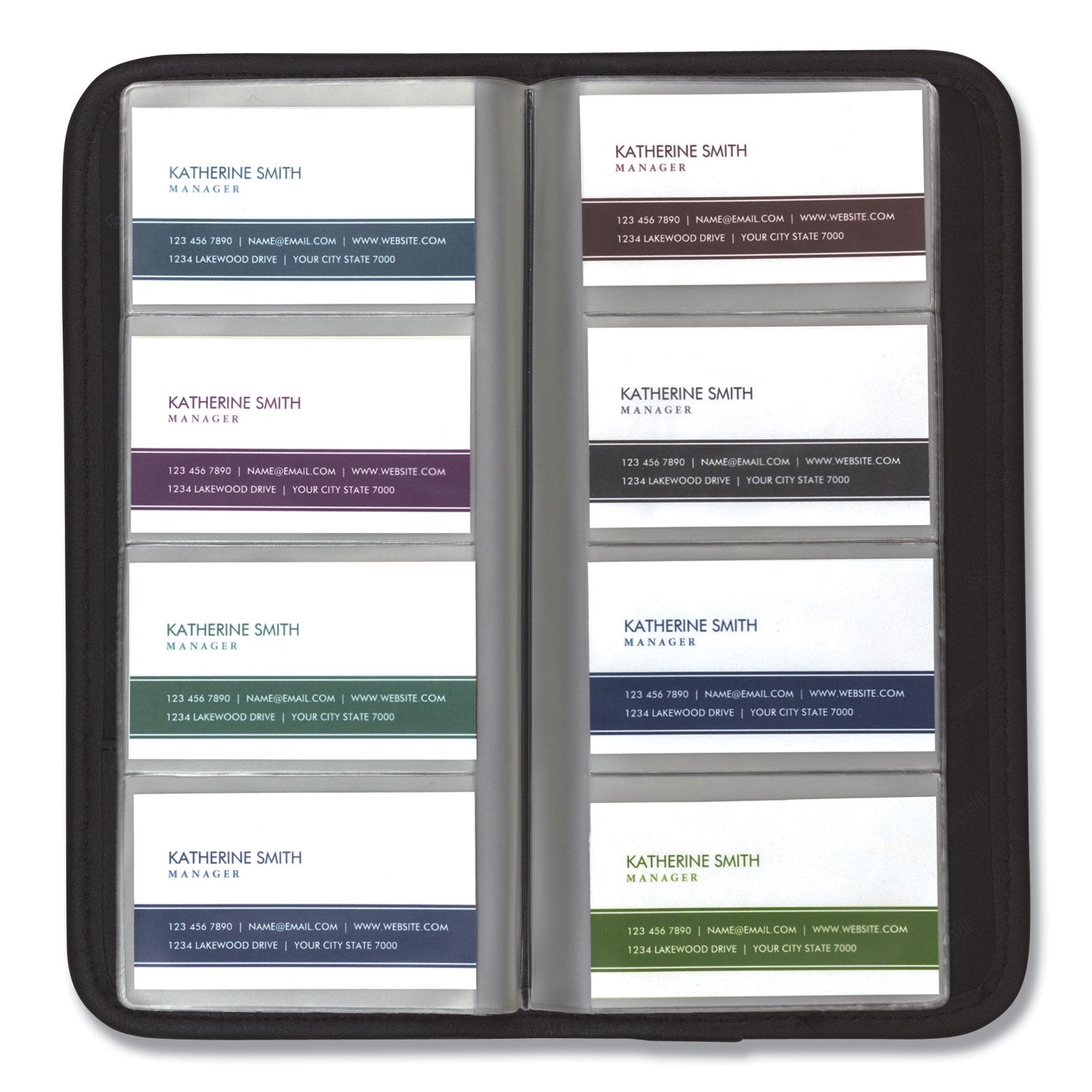 Samsill® Professional Vinyl Business Card File, Holds 160 2 x 3.5 Cards, 4.75 x 10.25, Black