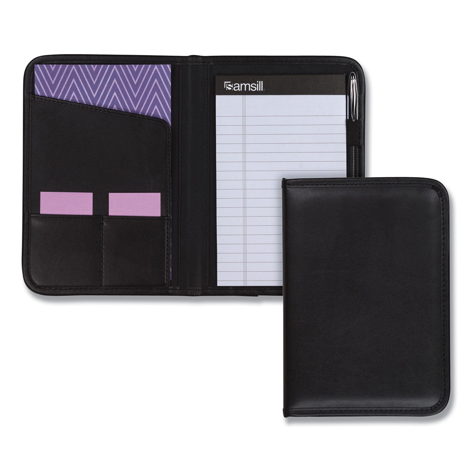 Samsill® Professional Padfolio, 3/4w X 9 1/4h, Open Style, Black