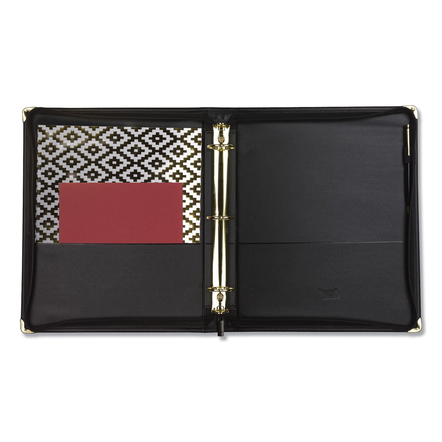 Samsill® Classic Collection Zipper Ring Binder, 3 Rings, 1.5" Capacity, 11 X 8.5, Black