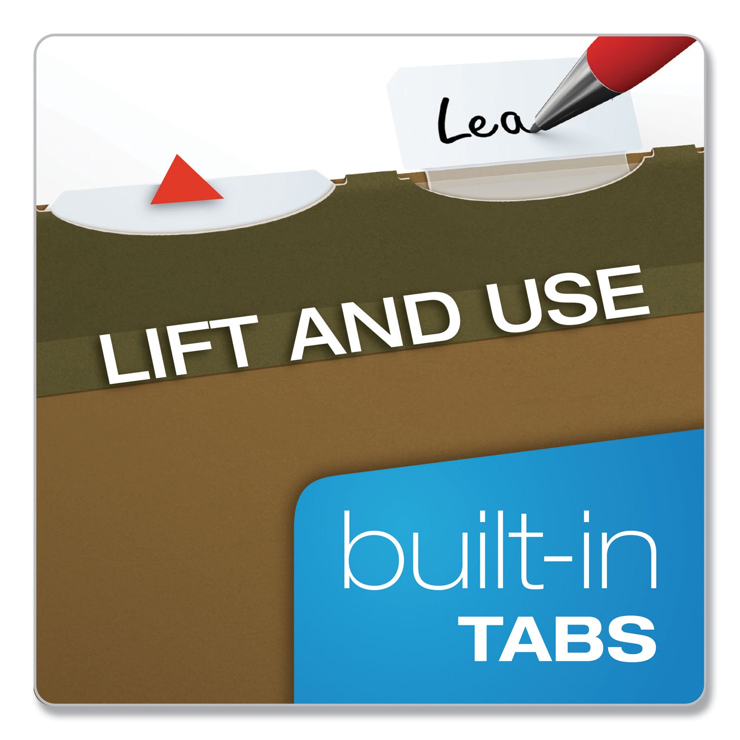 Pendaflex® Ready-Tab Reinforced Hanging File Folders, Letter Size, 1/5-Cut Tabs, Standard Green, 25/Box