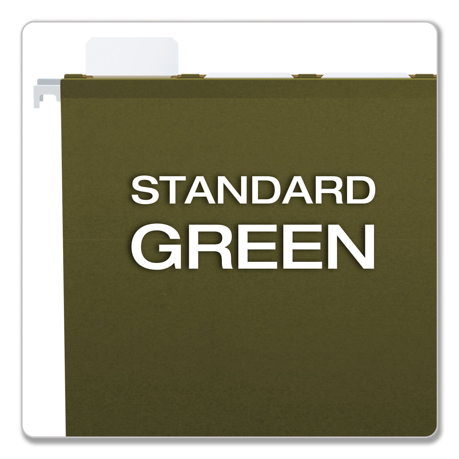 Pendaflex® Ready-Tab Reinforced Hanging File Folders, Letter Size, 1/5-Cut Tabs, Standard Green, 25/Box