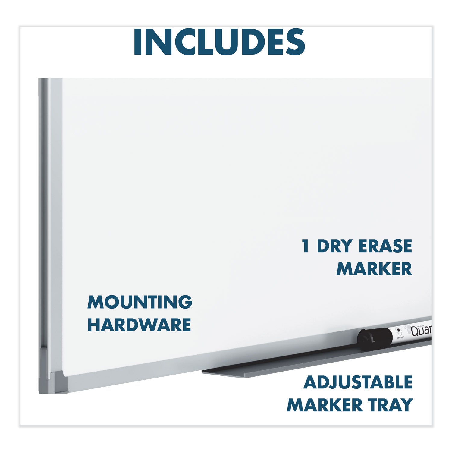 Mead® Dry Erase Board with Aluminum Frame, 36" x 24", White Surface, Satin Aluminum Frame