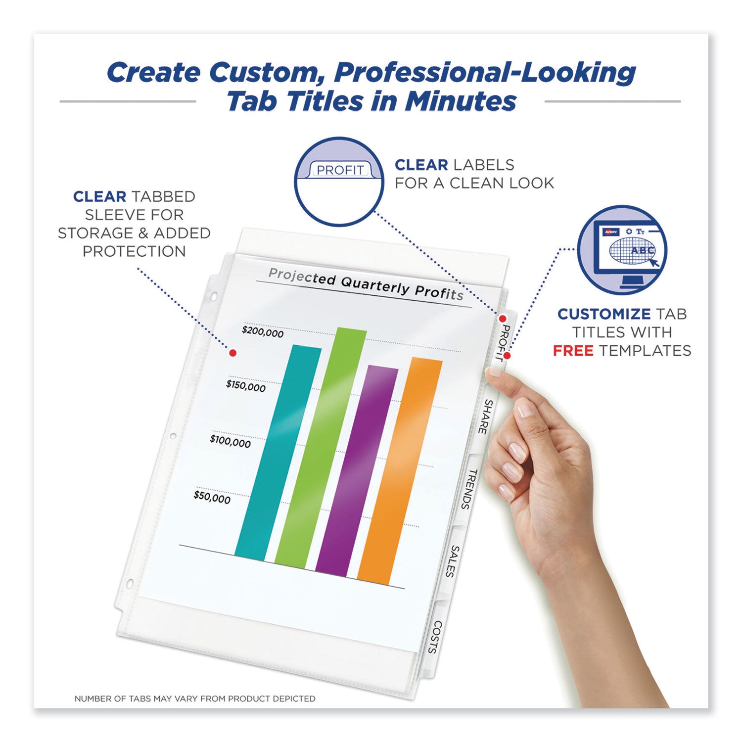 Avery® Print And Apply Index Maker Clear Label Sheet Protector Dividers With White Tabs, 8-Tab, 11 X 8.5, Clear, 1 Set